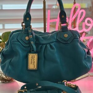 Marc Jacobs Teal Shoulder Bag with Gold Accents